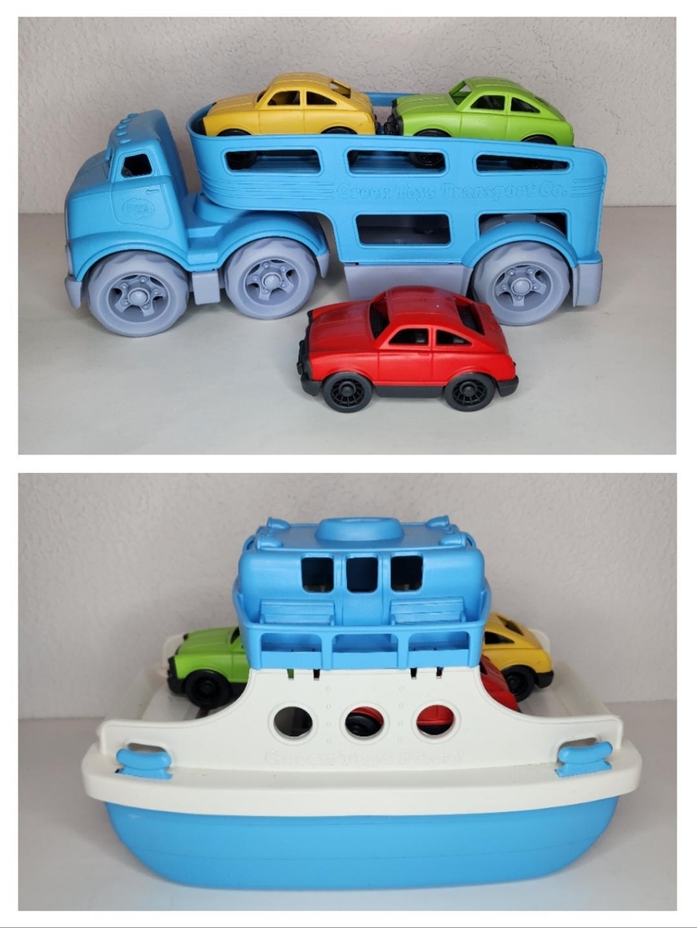 Grren Toys Lot Ferry Boat Car Carrier Truck